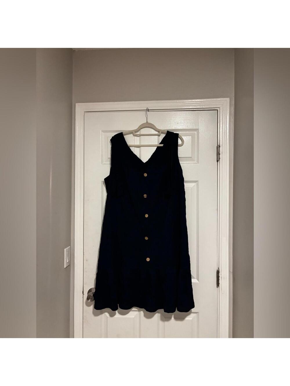 Navy Button-Down Midi Dress